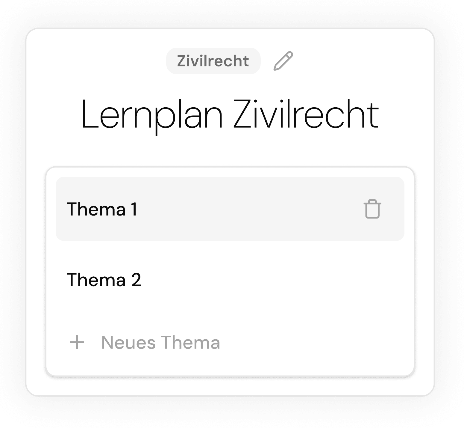 Lernplan Zivilrecht in PrepWell